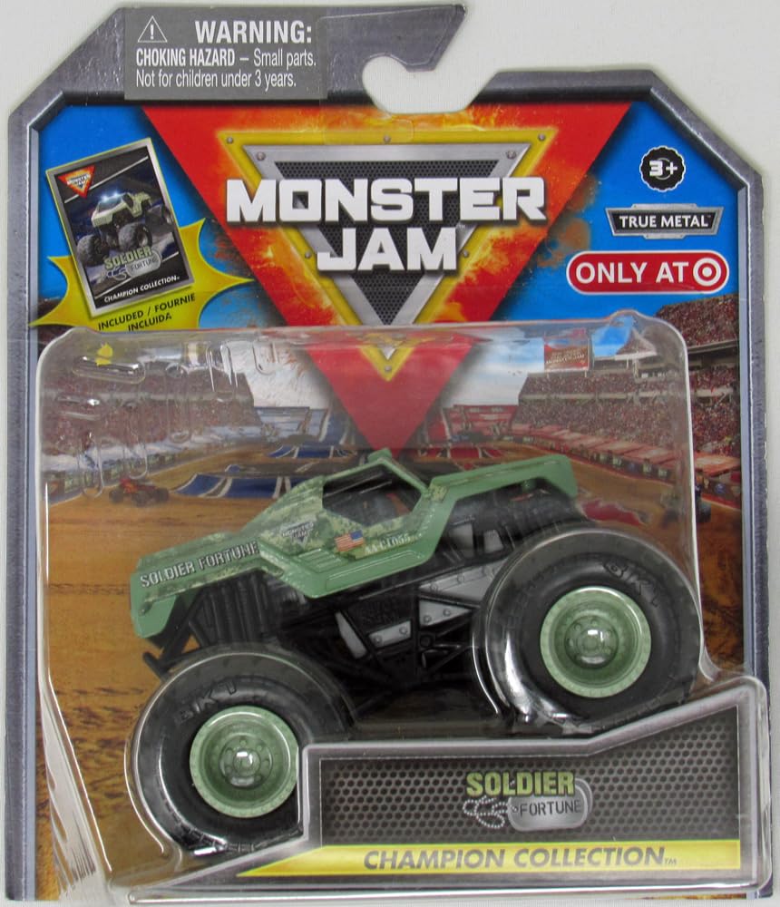 Monster Jam Soldier Fortune 1:64 truck with collectible card for display and play