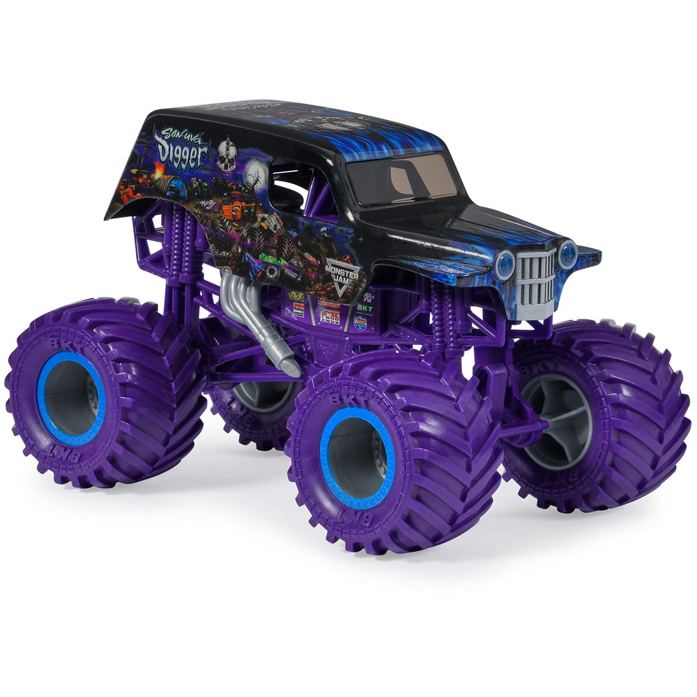 Monster Jam Son-uva Digger 1:24 side profile showing dynamic pose for imaginative racing.