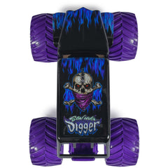 Monster Jam Son-uva Digger 1:24 suspension detail highlighting impact absorption.