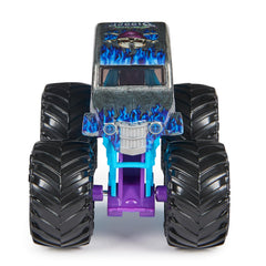Monster Jam Son-uva Digger detailed graphics close-up with vivid decals and styling.