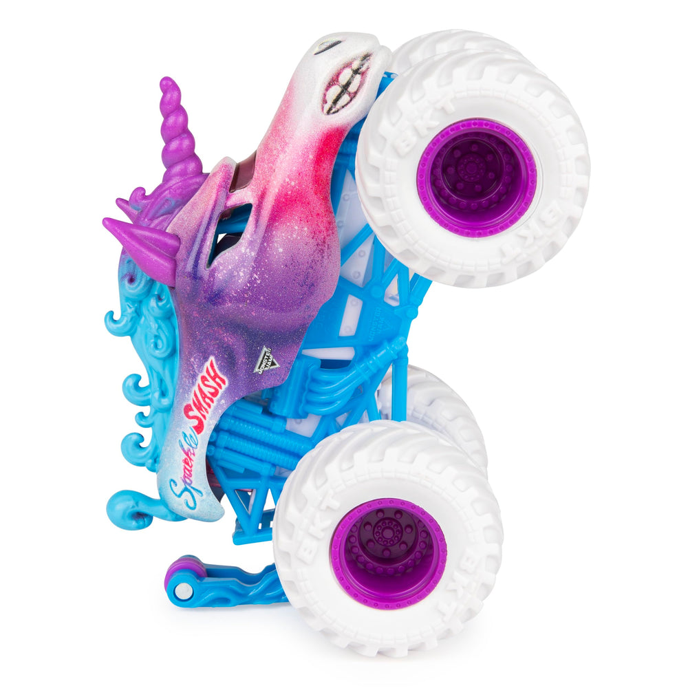 Monster Jam Sparkle Smash truck chrome rims shine for imaginative play