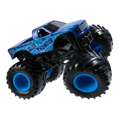 Monster Jam Blue Thunder rear view shows dynamic styling and racing-inspired accents