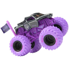 Monster Jam Captain America truck rear view emphasizes shield motif and sturdy build.