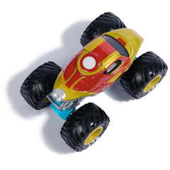 Monster Jam Marvel duo trucks on display ideal for shelf-ready excitement.