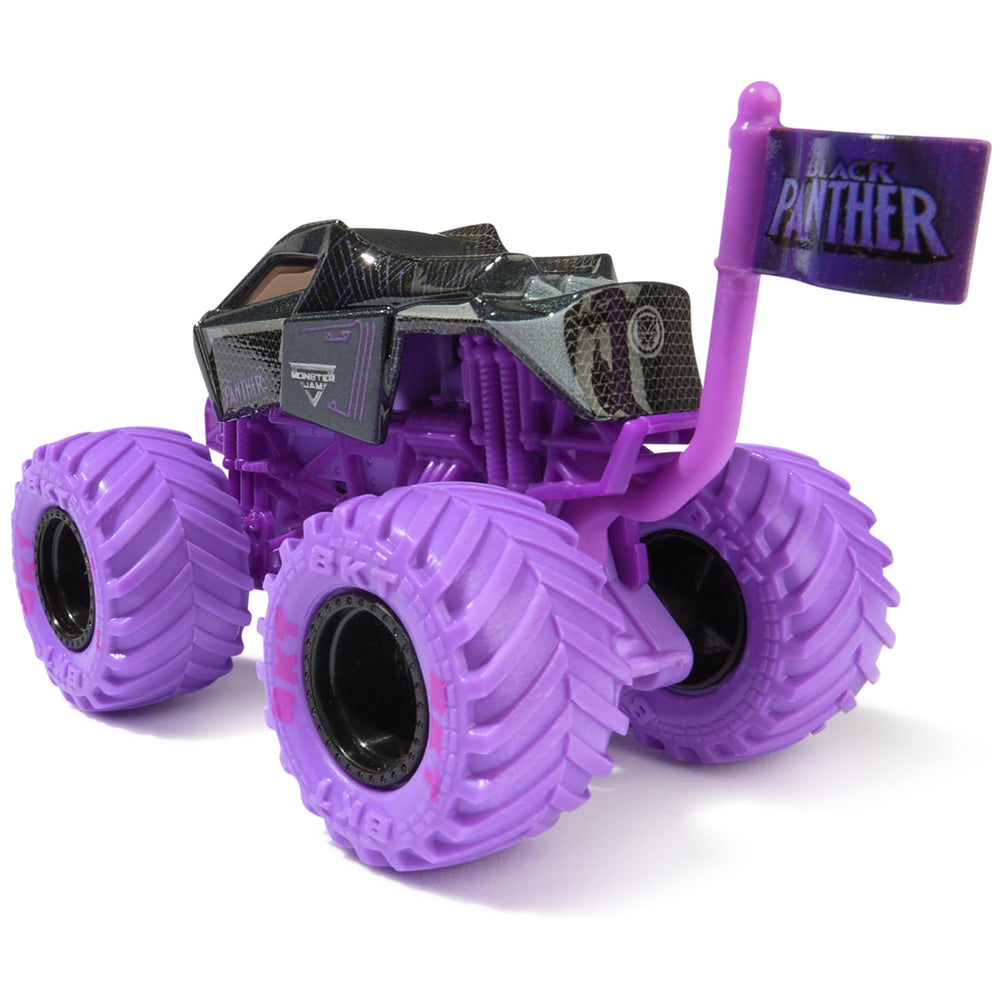 Monster Jam Iron Man truck shows intricate armor graphics for fans and collectors.