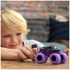 Monster Jam Thor truck side view reveals bold graphics and action-ready details.
