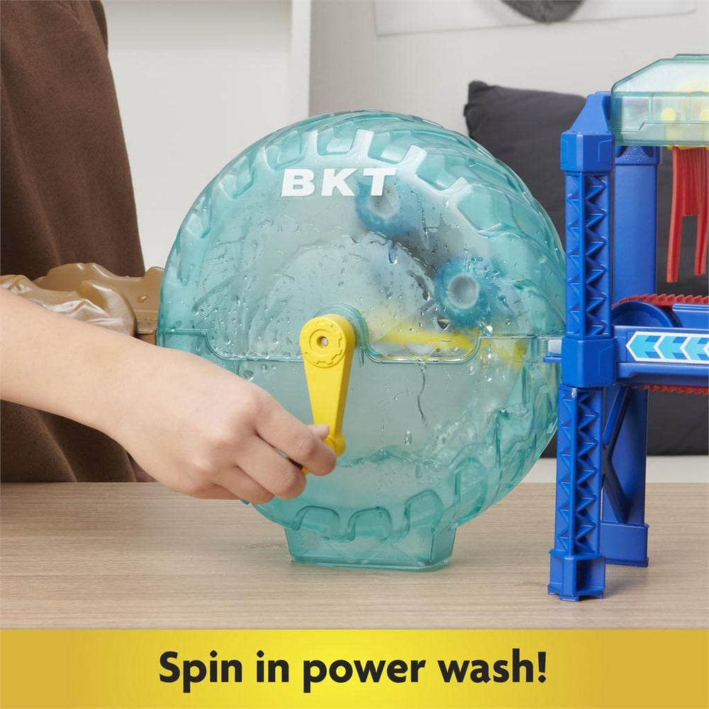 Monster Jam MNJ VHP 1t64 Power Wash Playset top view for compact storage
