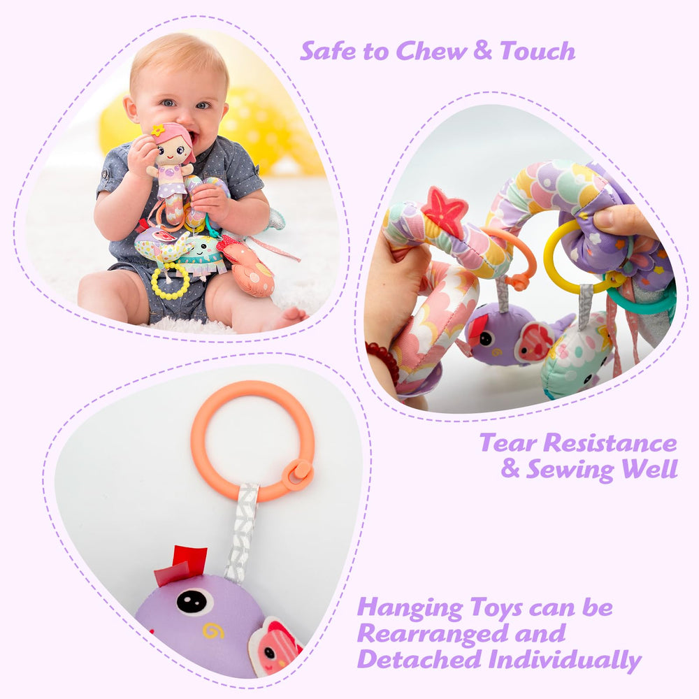 MONSTIME rainbow ribbons stimulate visual tracking with bold colors.