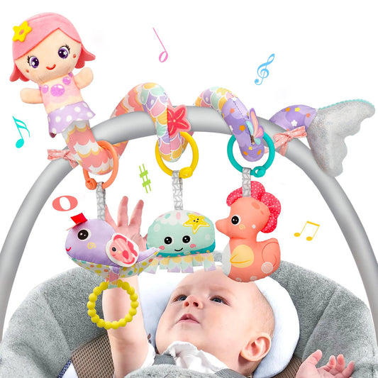 MONSTIME shark teether with crinkle sound engages baby gums.