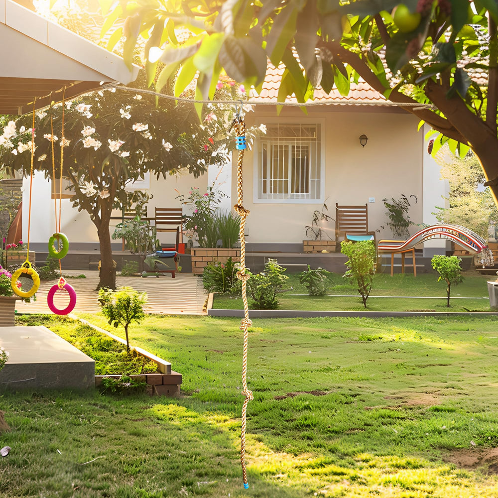 Mont Pleasant climbing rope motivates kids outdoors for active, imaginative play sessions.
