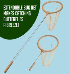 Montessori Mama extendable butterfly net for distance bug catching.