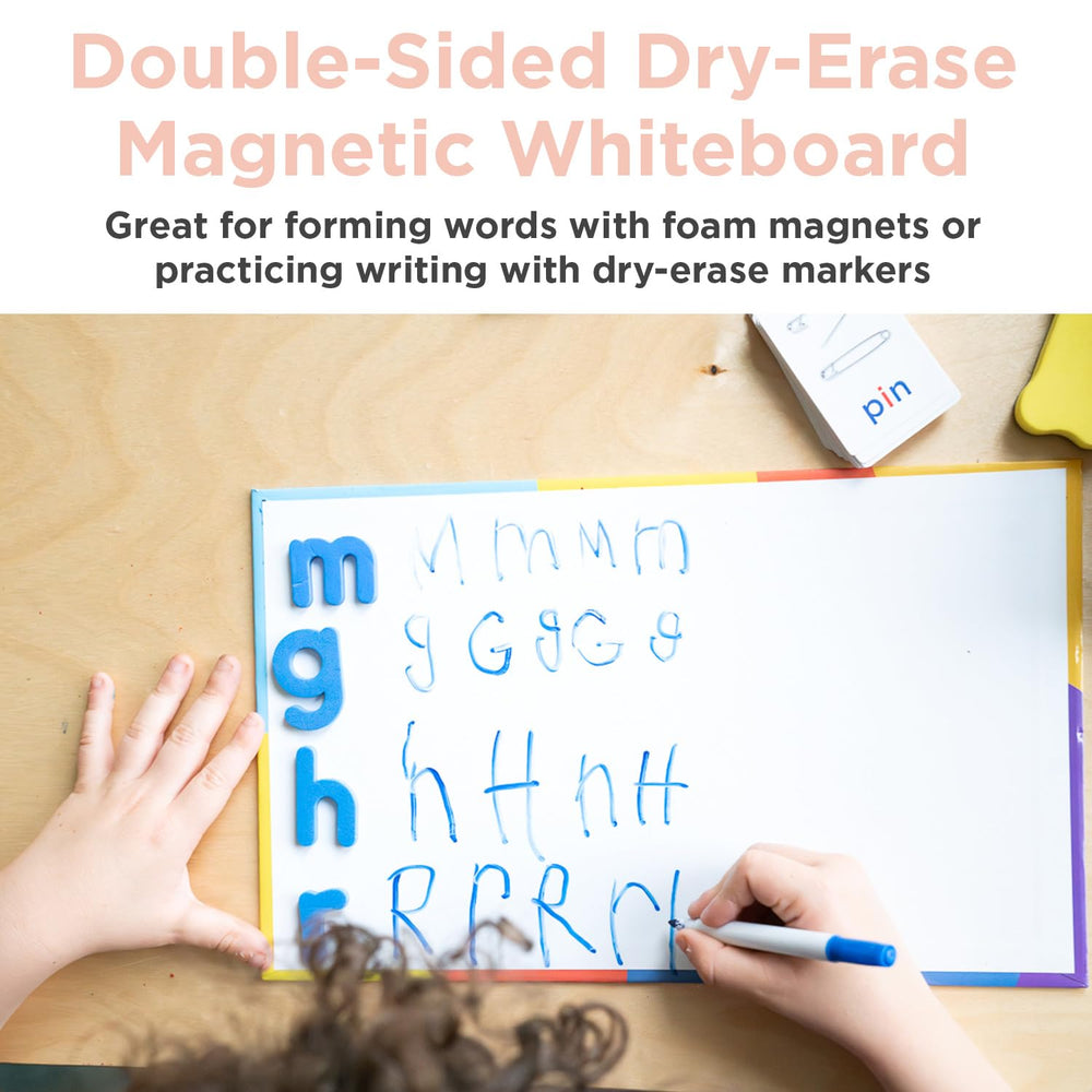 Montessori & Me double-sided magnetic board for writing and drawing practice.
