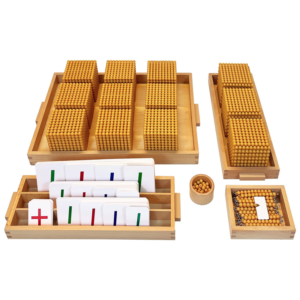 Montex Montessori golden beads set for hands-on number exploration and early math skills.