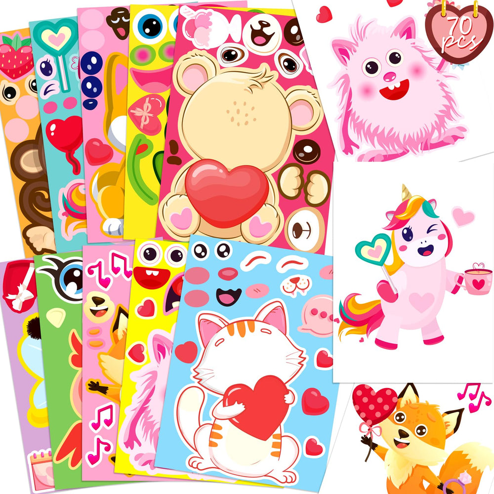 Moon Boat Valentines dog face stickers for kids crafts and party favors
