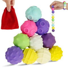 Moonhua Rainbow Texture Sensory Fidget Ball yellow for stress relief and focus.