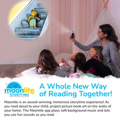 Moonlite Storytime Mini Projector displays Disney stories for delightful family reading