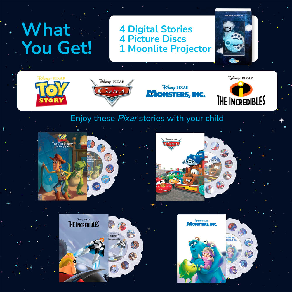 Moonlite Toy Story visuals invite kids to imagine adventures before sleep.