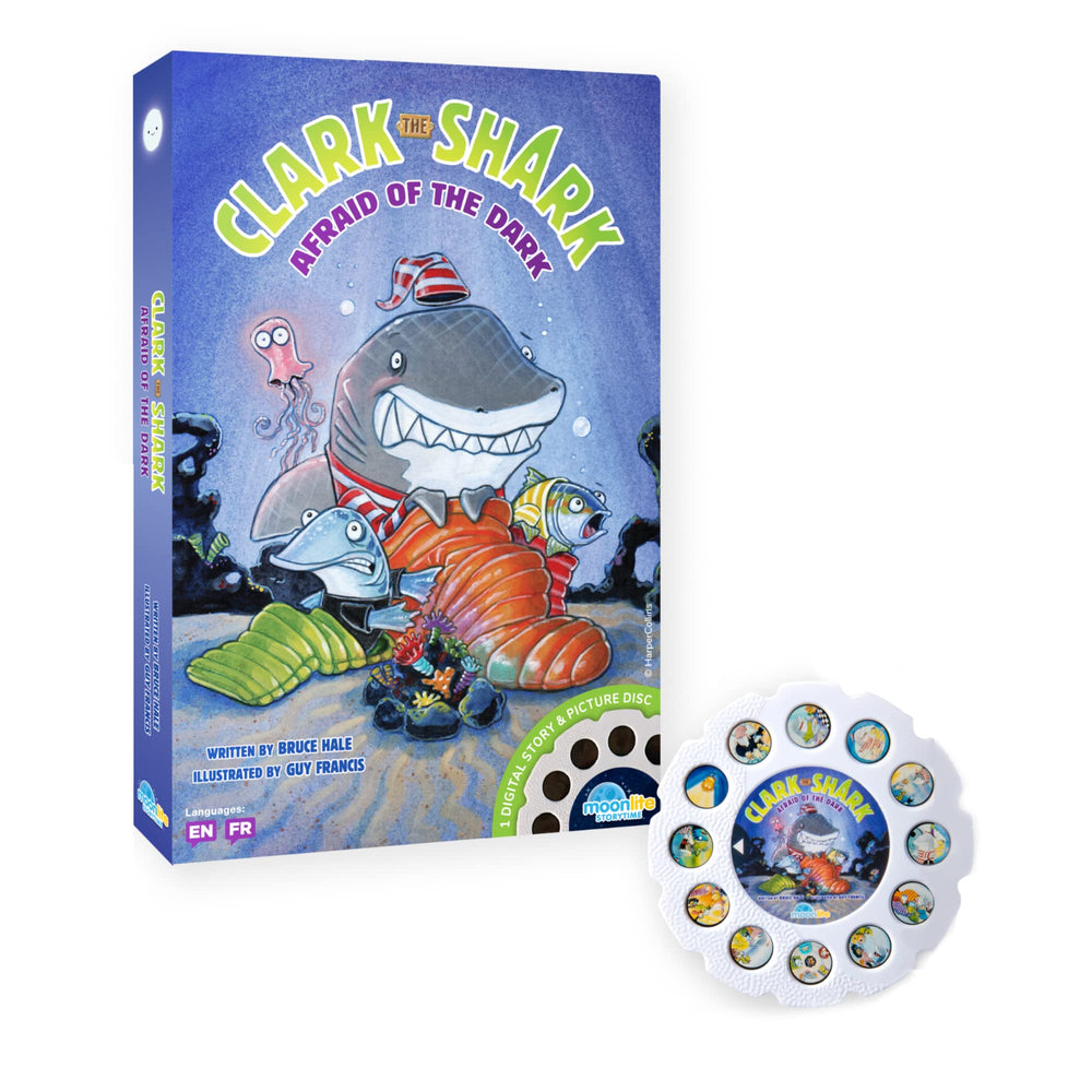 Moonlite Clark the Shark story reel for bedtime storytelling and cozy bonding.