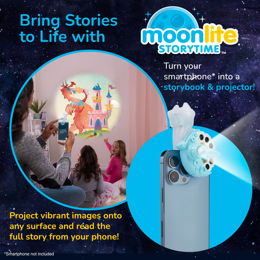 Moonlite Storytime Mini Projector app connect enables seamless story selection