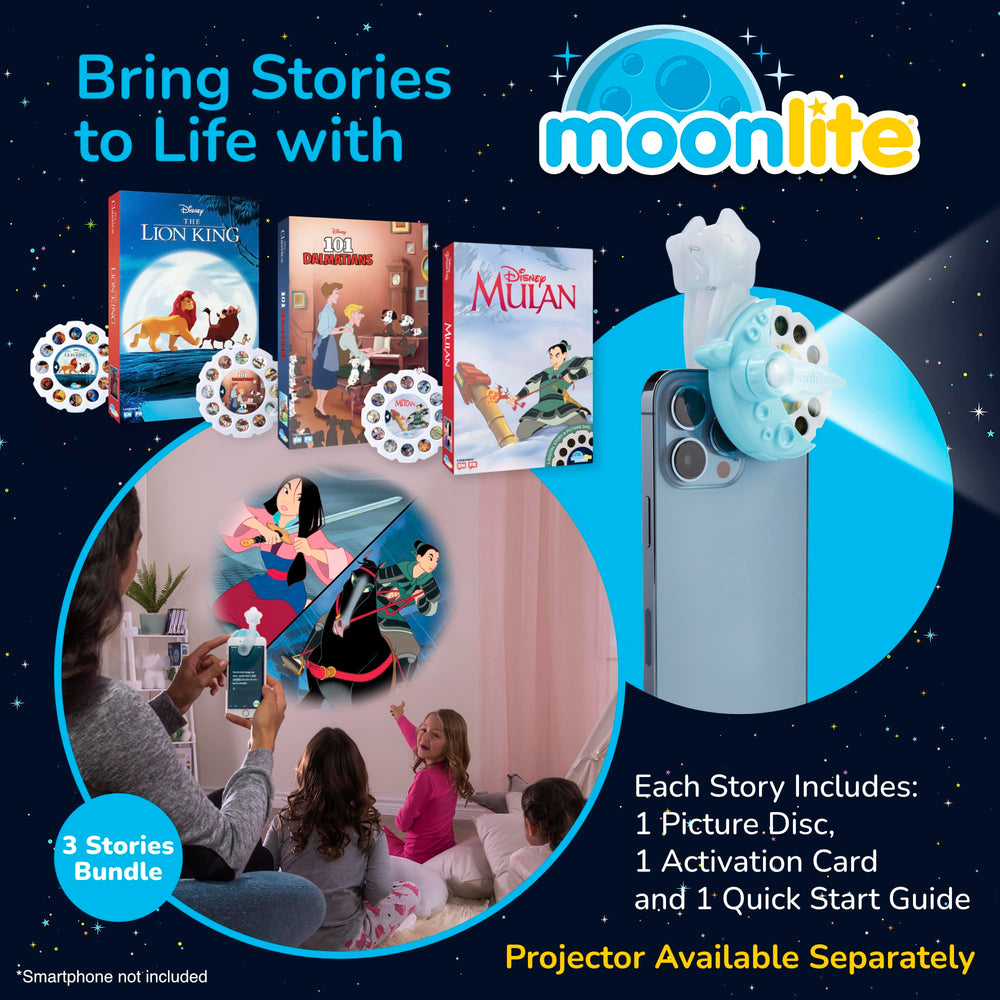 Moonlite Storytime Reels featuring 101 Dalmatians on ceiling for playful learning.