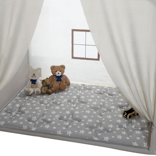Moonsea rectangle kids play mat with star print offering a safe, spacious play area.