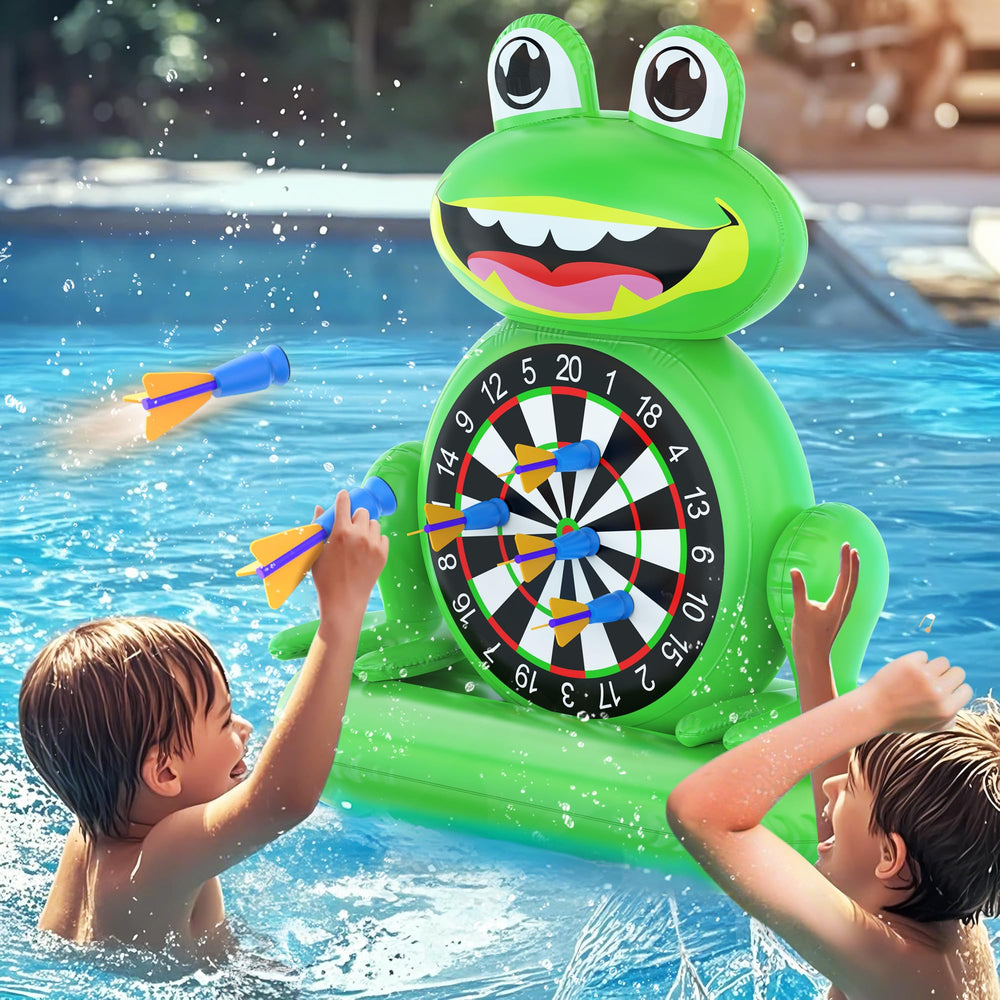 MOONTOY Frog Dart Board float for pool games, boosts coordination during summer play