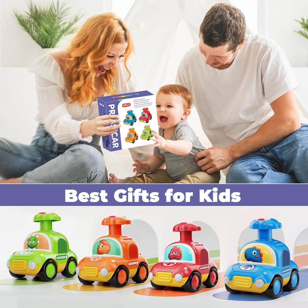 MOONTOY Press Go Dinosaur Car cognitive-stimulation supports early learning.