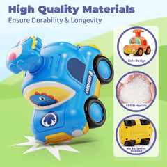 MOONTOY Press Go Dinosaur Car colorful design attracts curious kids.