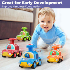 MOONTOY Press Go Dinosaur Car kid playing encourages active pretend play.
