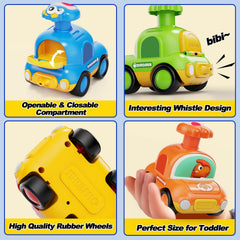 MOONTOY Press Go Dinosaur Car packaging showcases a gift-ready set.