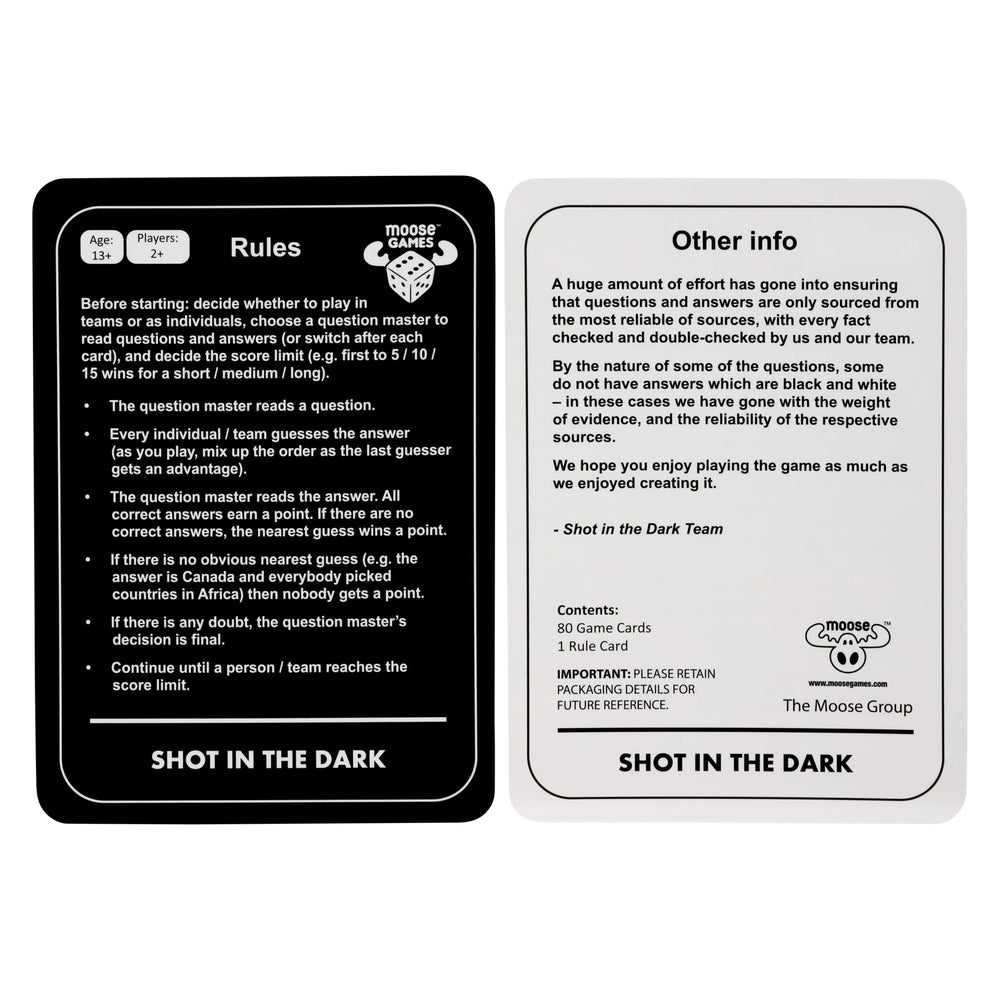 Moose Shot In The Dark box contents ready for instant play
