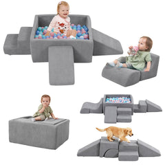 MOOZHEALTH baby climbing blocks with ball pit six-piece set for safe, engaging play