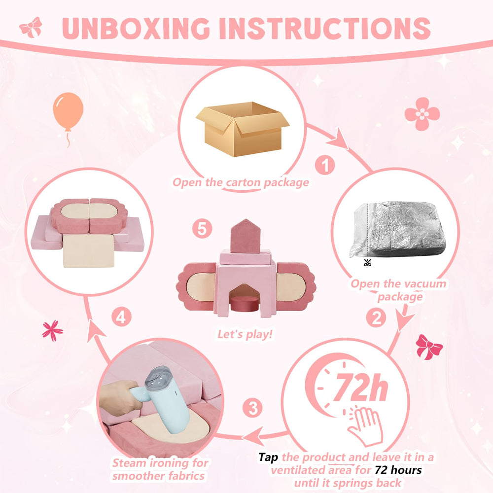 MOOZHEALTH foam climbing blocks beige floral core piece sparks creative layouts and storytelling