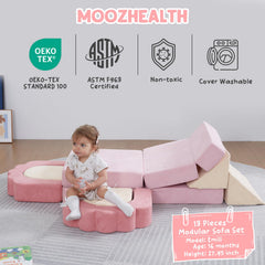 MOOZHEALTH foam climbing blocks pink cushion pad adds soft seating and movable comfort