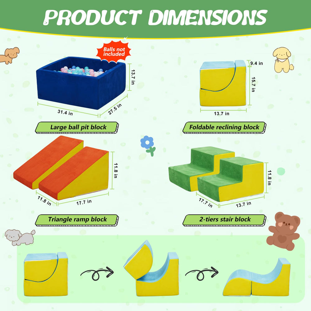 MOOZHEALTH foam climbing blocks slope for smooth slides and exploration