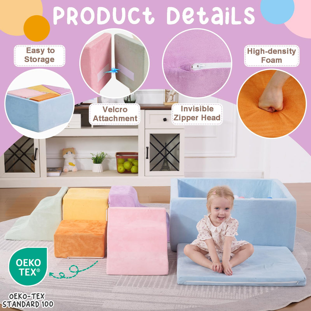 MOOZHEALTH wave ramp set helps simulate climbing pathways in a fun, imaginative setup.