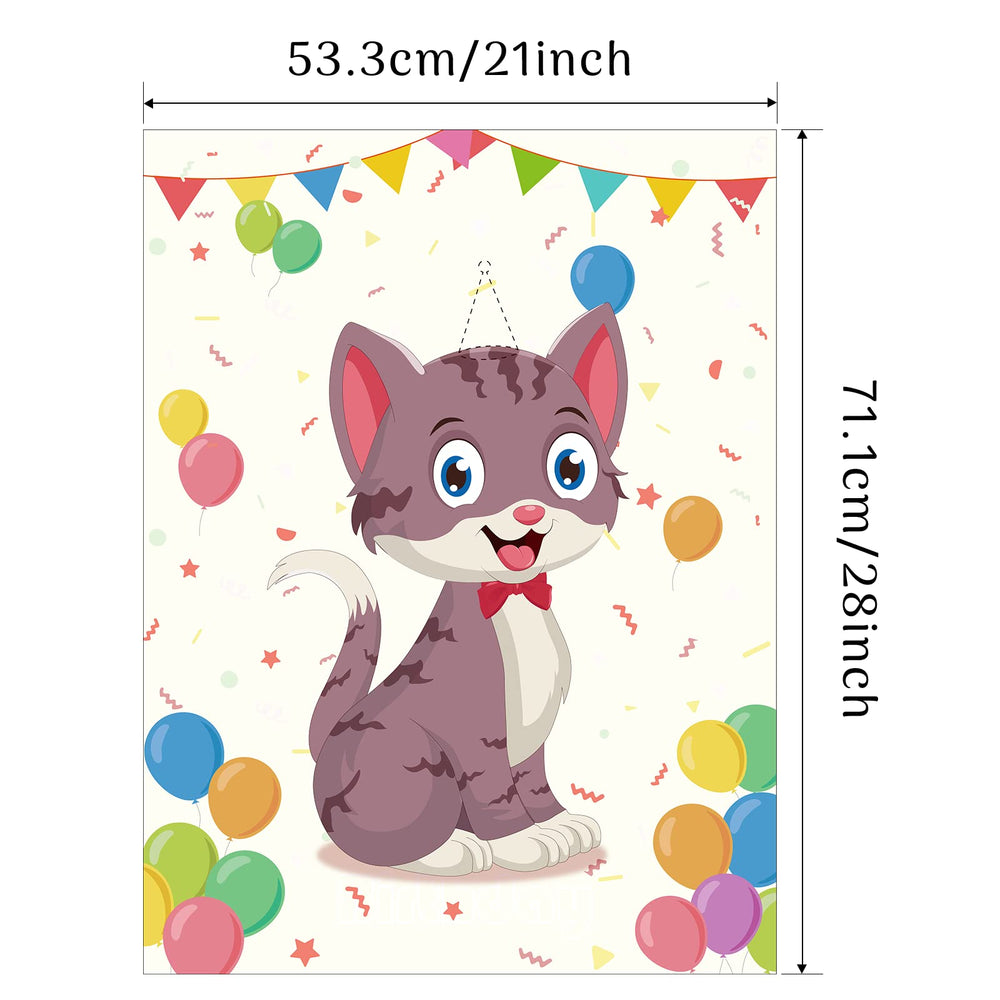Morcheiong pin the tail cat blindfold facilitates playful challenges for kids.