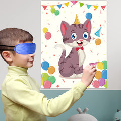 Morcheiong pin the tail cat cardstock poster perfect for decorations.