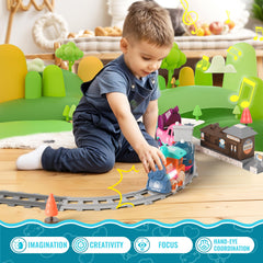 MORECOLL Electric Train Set passenger station for cooperative pretend-play experiences