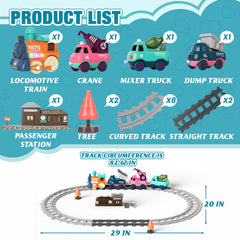 MORECOLL Electric Train Set tracks show curved and straight pieces for versatile builds