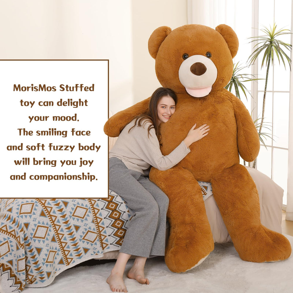 MorisMos 6ft teddy bear close-up hug, ultra-soft plush for comforting moments.