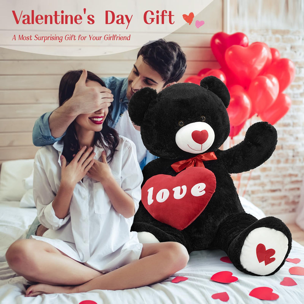 MorisMos Love Heart bear, close-up fur texture, ultra-soft plush for comforting hugs.