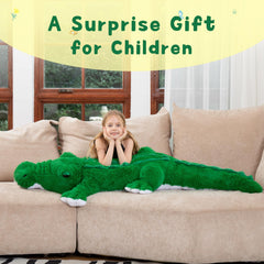 MorisMos giant alligator plush features realistic eyes that spark imaginative adventures.