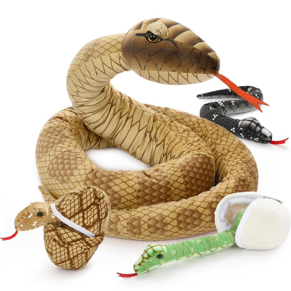 MorisMos giant snake mommy with babies plush, soft and lifelike for imaginative play