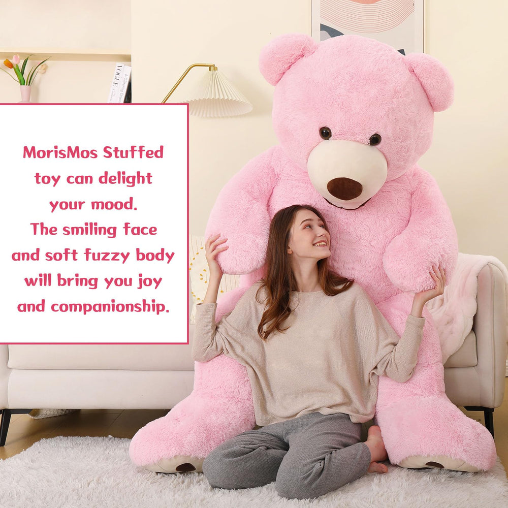 MorisMos 6ft pink teddy displayed on bed adds warm decor and love reminder