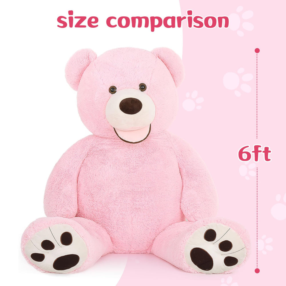 MorisMos large pink teddy as cozy decor in a bedroom setup