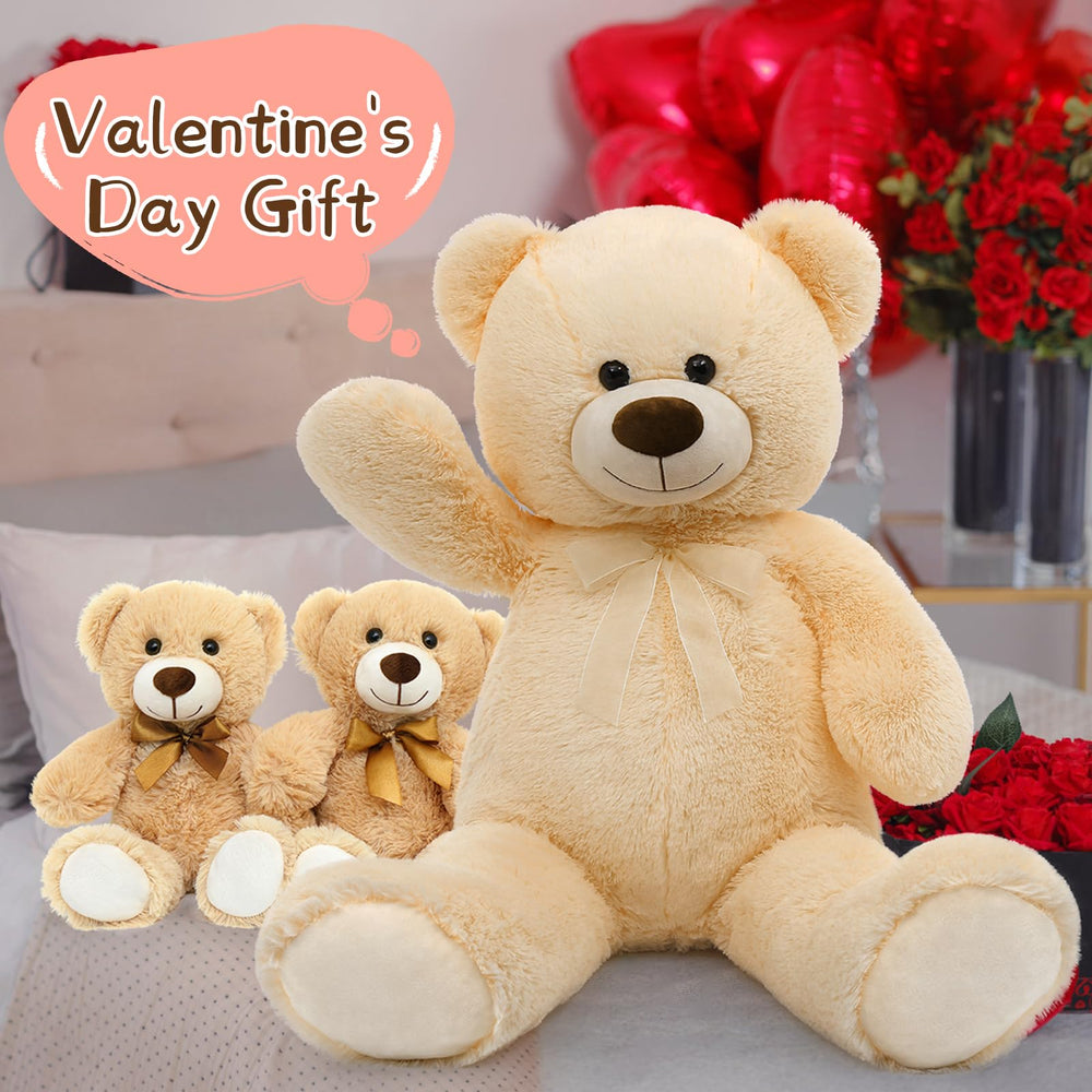 MorisMos 14-inch baby bear standing beside mommy bear for a coordinated look.