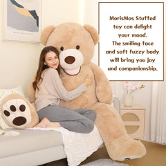 MorisMos 6ft teddy bear on bed offering warm companionship and comfort