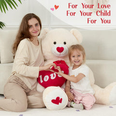 MorisMos Love Heart Giant Teddy Bear face close-up, showcasing soft fur