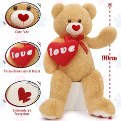 MorisMos Love Heart Red Giant Teddy Bear paws with stitched heart detail